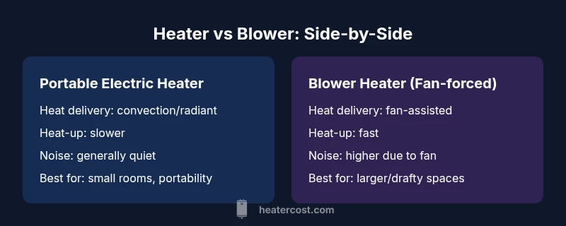 Comparison chart of portable heater vs blower heater