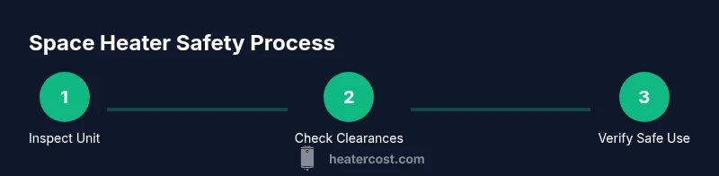 Infographic showing a three-step space heater safety process