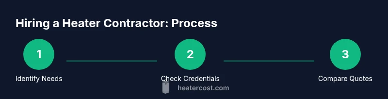 Three-step process graphic for hiring a heater contractor