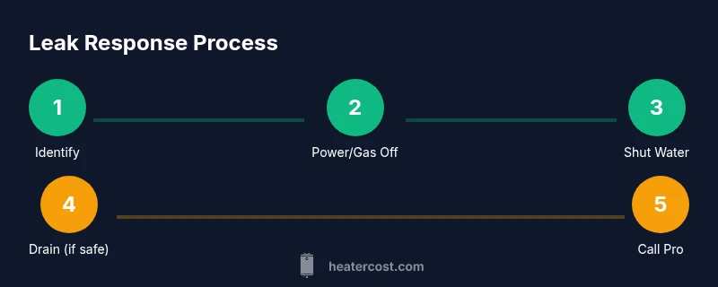 Process diagram showing steps to handle a water heater leak
