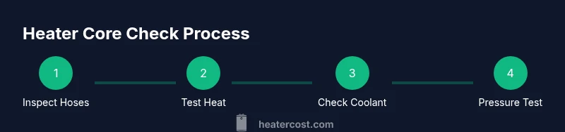 Infographic showing a 4-step heater core check process