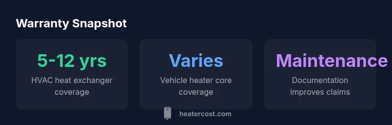 Infographic showing warranty coverage for heater cores in HVAC and vehicles
