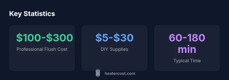 Statistics showing cost and time to flush a water heater