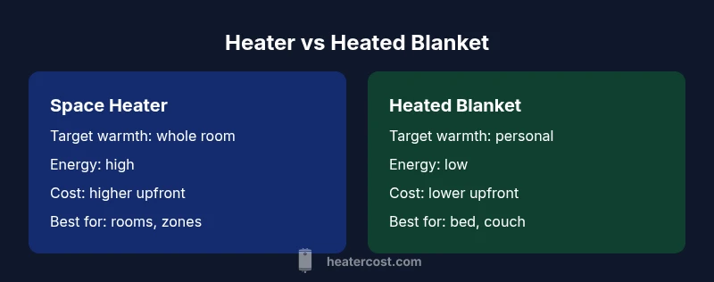 Infographic comparing space heaters and heated blankets