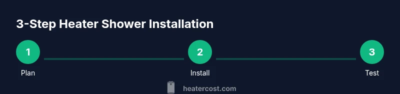 Tailwind infographic showing a 3-step heater shower installation process