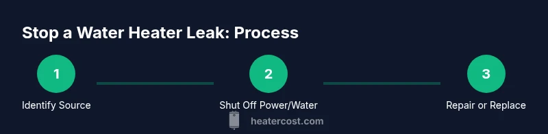 Infographic showing 3 steps to stop water heater leaks