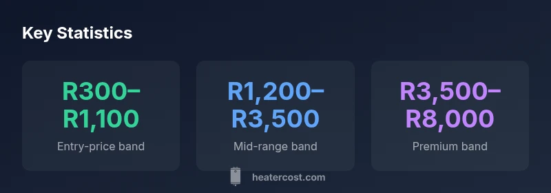 Infographic showing price ranges of common heater types on Takealot