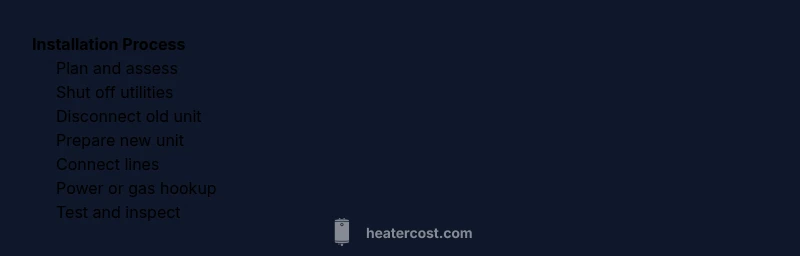 Process diagram of water heater installation steps